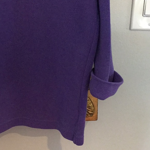 Emerald Club mock turtleneck knit top purple, drop shoulders cuffed sleeve - Picture 2 of 4